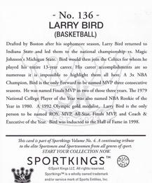 2023 Sportkings Volume 4 - Mini #136 Larry Bird Back