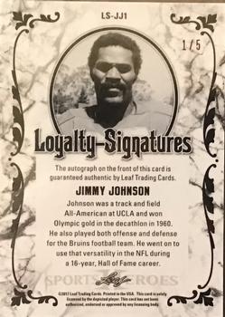 2017 Leaf Metal Sports Heroes - Loyalty Signatures Purple #LS-JJ1 Jimmy Johnson Back