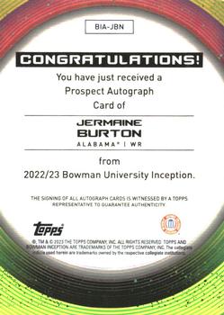 2022-23 Bowman University Inception - Base Autographs #BIA-JBN Jermaine Burton Back