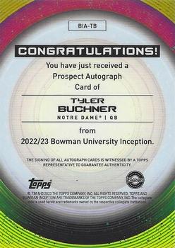 2022-23 Bowman University Inception - Base Autographs #BIA-TB Tyler Buchner Back