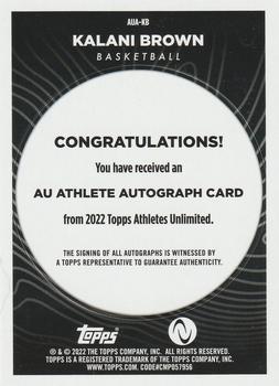 2023 Topps Athletes Unlimited All Sports - AU Athlete Autographs #AUA-KB Kalani Brown Back
