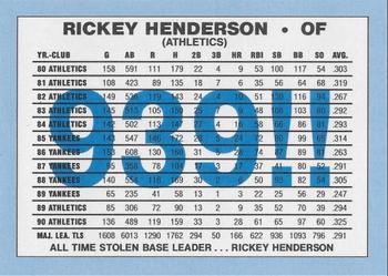 1991 Dark Blue Black Marbled Border (unlicensed) #NNO Rickey Henderson Back