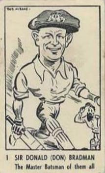 1949 Victorian Nut Supplies Caricatures Of Australian Sportsmen #1 Don Bradman Front