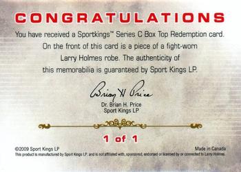 2009 Sportkings Series C - Box Top Redemption #NNO Larry Holmes Back