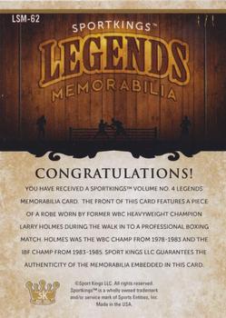 2023 Sportkings Volume 4 - Legends Game Worn Gold #LSM-62 Larry Holmes Back