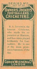1906 Cohen Weenen Owners Jockeys Footballers Cricketers #NNO Reg Spooner Back