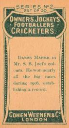 1906 Cohen Weenen Owners Jockeys Footballers Cricketers #NNO Daniel Maher Back