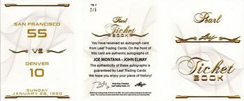 2021-22 Leaf Pearl - Ticket Book #TB-7 Joe Montana / John Elway Back