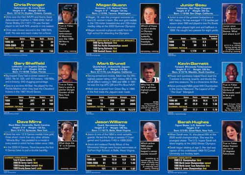 2000 Sports Illustrated for Kids II (Dec 2000) - Panels #1-9 Sarah Hughes / Kevin Garnett / Junior Seau / Jason Williams / Mark Brunell / Megan Quann / Dave Mirra / Gary Sheffield / Chris Pronger Back