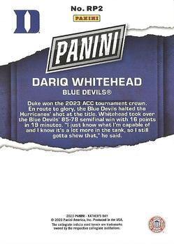 2023 Panini Father's Day - Rookies Red #RP2 Dariq Whitehead Back