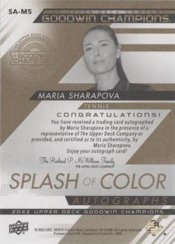 2022 Upper Deck Goodwin Champions - Splash Of Color Autographs #SA-MS Maria Sharapova Back