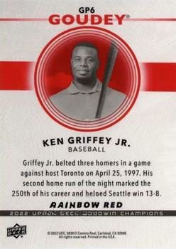 2022 Upper Deck Goodwin Champions - Goudey Platinum Rainbow Red #GP6 Ken Griffey Jr. Back
