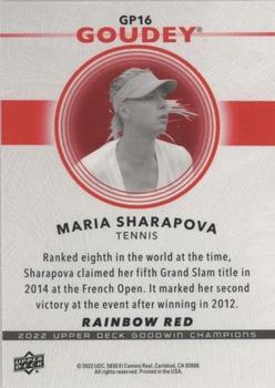 2022 Upper Deck Goodwin Champions - Goudey Platinum Rainbow Red #GP16 Maria Sharapova Back