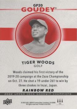 2022 Upper Deck Goodwin Champions - Goudey Platinum Rainbow Red #GP20 Tiger Woods Back