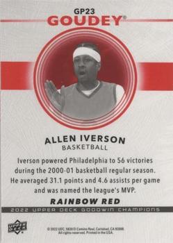 2022 Upper Deck Goodwin Champions - Goudey Platinum Rainbow Red #GP23 Allen Iverson Back