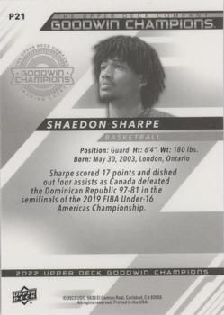 2022 Upper Deck Goodwin Champions - Platinum #P21 Shaedon Sharpe Back