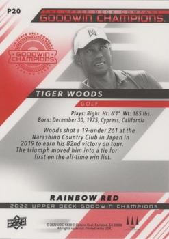 2022 Upper Deck Goodwin Champions - Platinum Rainbow Red #P20 Tiger Woods Back