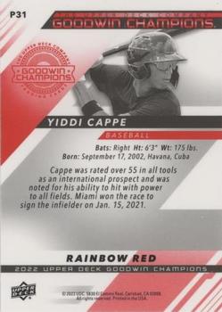 2022 Upper Deck Goodwin Champions - Platinum Rainbow Red #P31 Yiddi Cappe Back