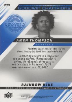 2022 Upper Deck Goodwin Champions - Platinum Rainbow Blue #P29 Amen Thompson Back