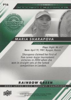 2022 Upper Deck Goodwin Champions - Platinum Rainbow Green #P16 Maria Sharapova Back