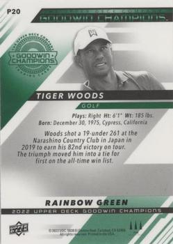 2022 Upper Deck Goodwin Champions - Platinum Rainbow Green #P20 Tiger Woods Back