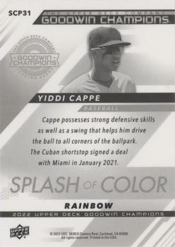 2022 Upper Deck Goodwin Champions - Splash of Color Platinum Rainbow #SCP31 Yiddi Cappe Back