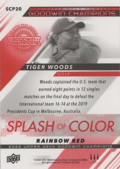 2022 Upper Deck Goodwin Champions - Splash of Color Platinum Rainbow Red #SCP20 Tiger Woods Back