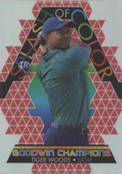 2022 Upper Deck Goodwin Champions - Splash of Color Platinum Rainbow Red #SCP20 Tiger Woods Front
