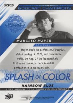 2022 Upper Deck Goodwin Champions - Splash of Color Platinum Rainbow Blue #SCP25 Marcelo Mayer Back