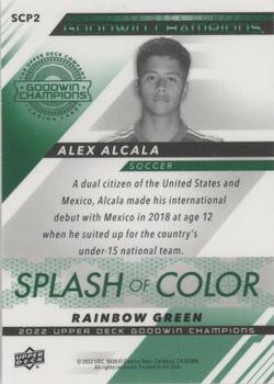 2022 Upper Deck Goodwin Champions - Splash of Color Platinum Rainbow Green #SCP2 Alex Alcala Back