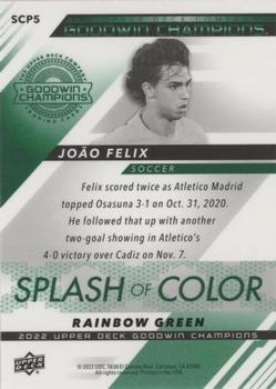 2022 Upper Deck Goodwin Champions - Splash of Color Platinum Rainbow Green #SCP5 Joao Felix Back