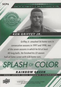 2022 Upper Deck Goodwin Champions - Splash of Color Platinum Rainbow Green #SCP6 Ken Griffey Jr. Back