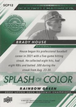 2022 Upper Deck Goodwin Champions - Splash of Color Platinum Rainbow Green #SCP12 Brady House Back