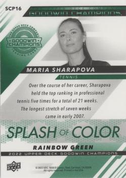 2022 Upper Deck Goodwin Champions - Splash of Color Platinum Rainbow Green #SCP16 Maria Sharapova Back