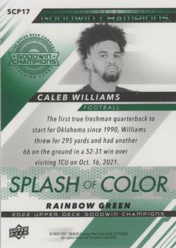 2022 Upper Deck Goodwin Champions - Splash of Color Platinum Rainbow Green #SCP17 Caleb Williams Back