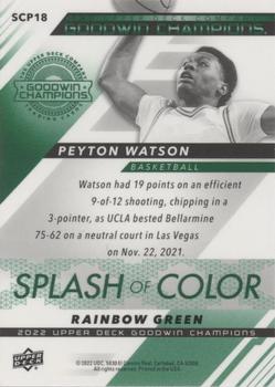 2022 Upper Deck Goodwin Champions - Splash of Color Platinum Rainbow Green #SCP18 Peyton Watson Back