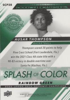 2022 Upper Deck Goodwin Champions - Splash of Color Platinum Rainbow Green #SCP28 Ausar Thompson Back