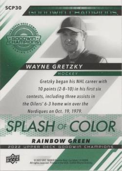 2022 Upper Deck Goodwin Champions - Splash of Color Platinum Rainbow Green #SCP30 Wayne Gretzky Back