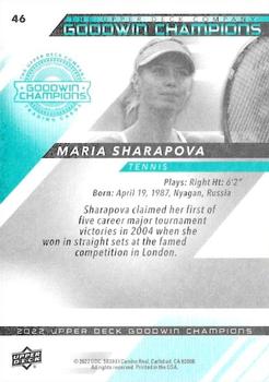 2022 Upper Deck Goodwin Champions - Turquoise #46 Maria Sharapova Back