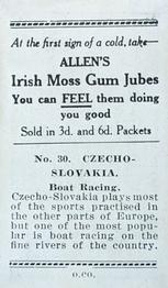 1936 Allen's Sports and Flags of Nations - Irish Moss Gum Jubes #30 Czechoslovakia Back