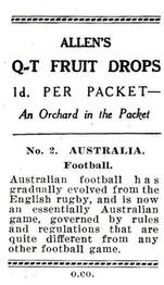 1936 Allen's Sports and Flags of Nations - Q-T Fruit Drops #2 Australia Back