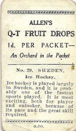 1936 Allen's Sports and Flags of Nations - Q-T Fruit Drops #29 Sweden Back