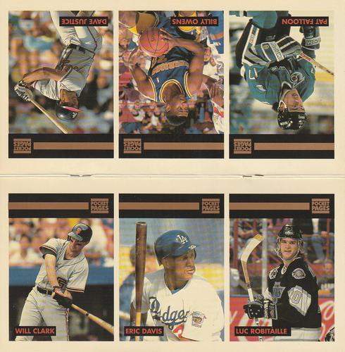 1992-94 Pocket Pages Cards - Panels #7-12 Will Clark / Eric Davis / Luc Robitaille / Pat Falloon / Billy Owens / David Justice Front