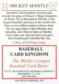 1988 Baseball Card Kingdom Promos #7 Mickey Mantle Back