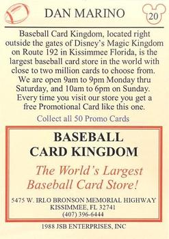 1988 Baseball Card Kingdom Promos #20 Dan Marino Back