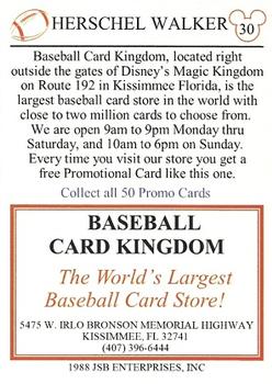 1988 Baseball Card Kingdom Promos #30 Herschel Walker Back