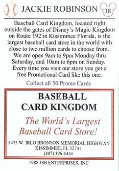 1988 Baseball Card Kingdom Promos #38 Jackie Robinson Back