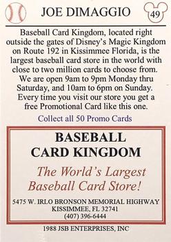 1988 Baseball Card Kingdom Promos #49 Joe DiMaggio / Marilyn Monroe Back