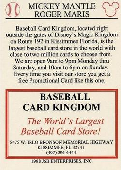 1988 Baseball Card Kingdom Promos #NNO Mickey Mantle / Roger Maris Back