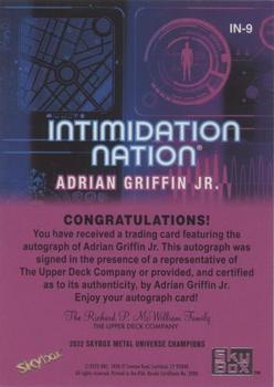 2022 SkyBox Metal Universe Champions - Intimidation Nation Autographs #IN-9 Adrian Griffin Jr. Back